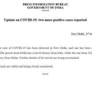 Breaking News | Delhi & Telangana State Coronavirus Positive cast detected today