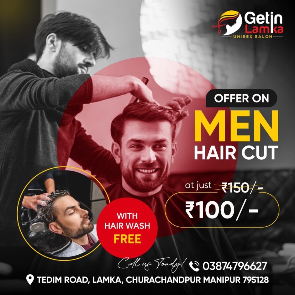 Offer Men hair cut @Rs. 100 in Get in Lamka Unisex Salon