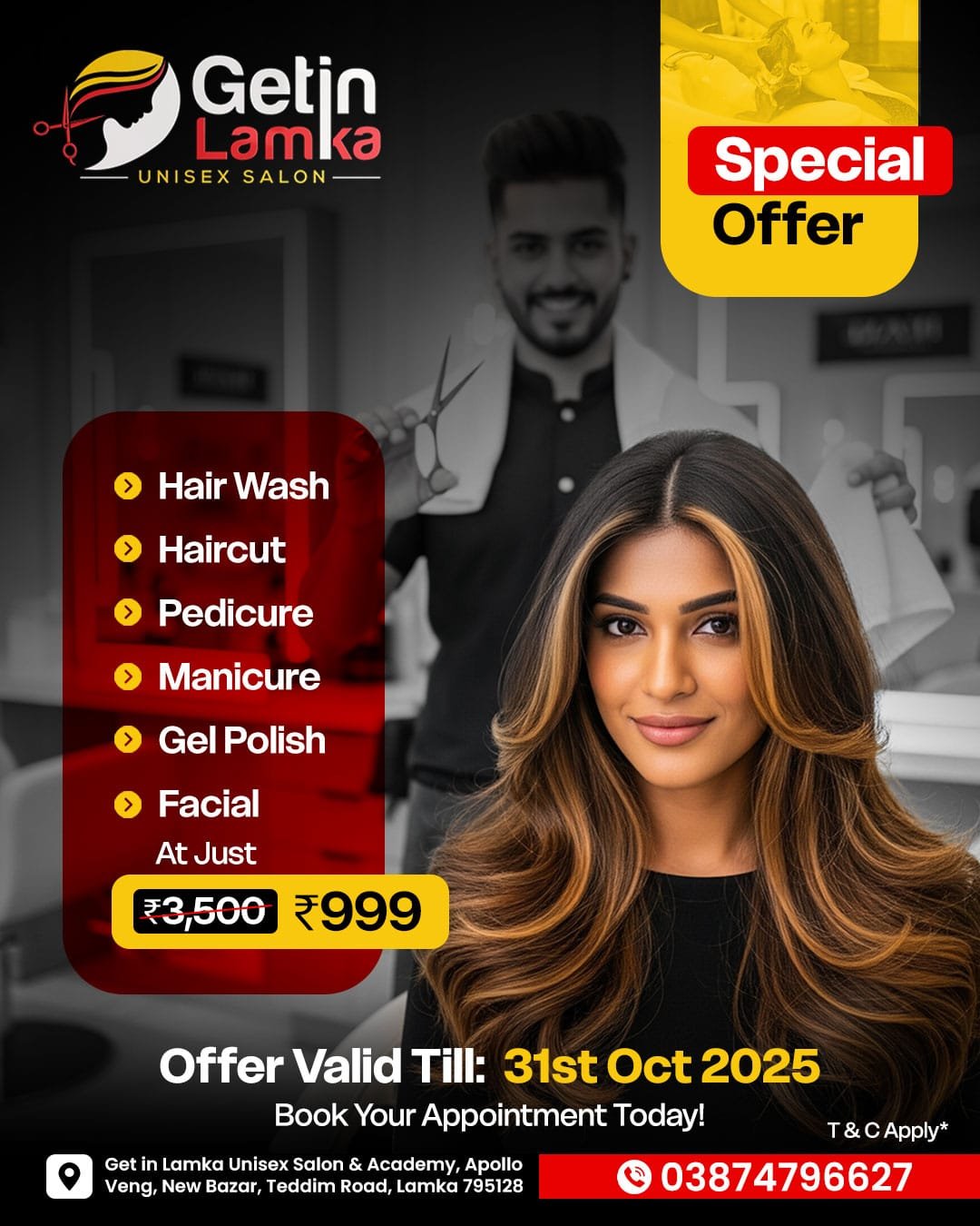 You are currently viewing Offer – Offer @Rs 999 Getin Lamka Unisex Salon